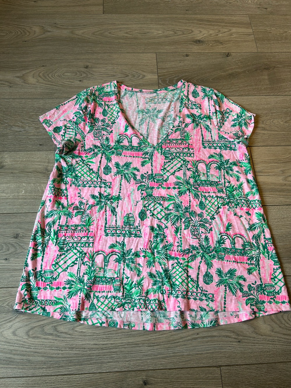 Lilly Pulitzer Etta Mandevilla Baby Always Worth It Pink Tropical Top Size XXL